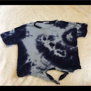Blue Tie Dye T-shirt With Front Tie